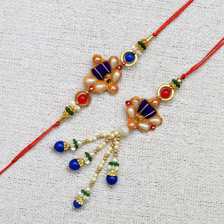 Zardosi with Beads & Pearl Rakhi & Lumba