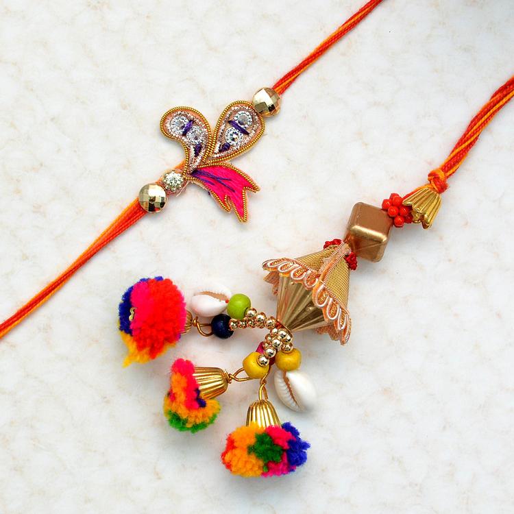 Delightfully Pom Pom & Zardosi Rakhi & Lumba