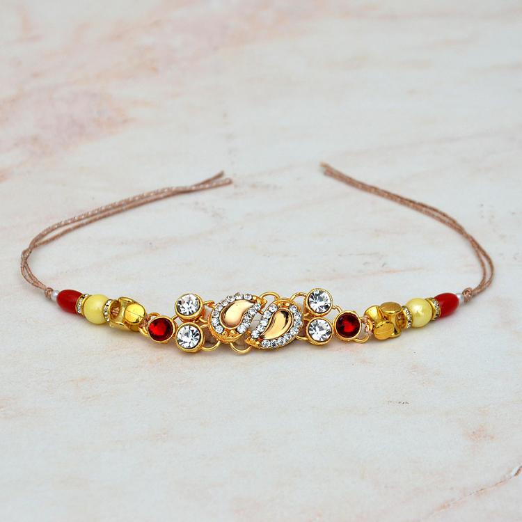Yellow Metal with Stones Rakhi