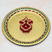 Golden Color Round Thali