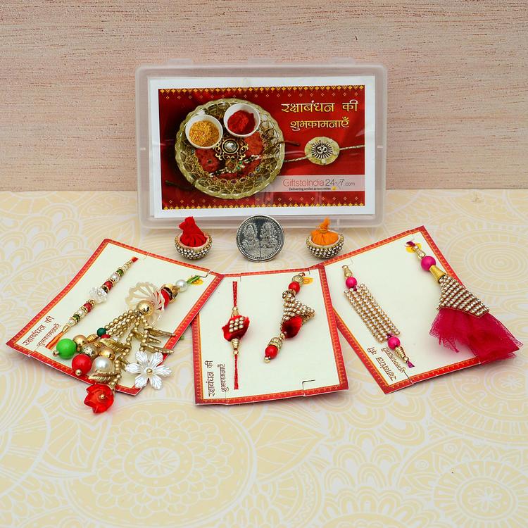 Set of 3 - Colorful Bhaiya Bhabi Rakhi