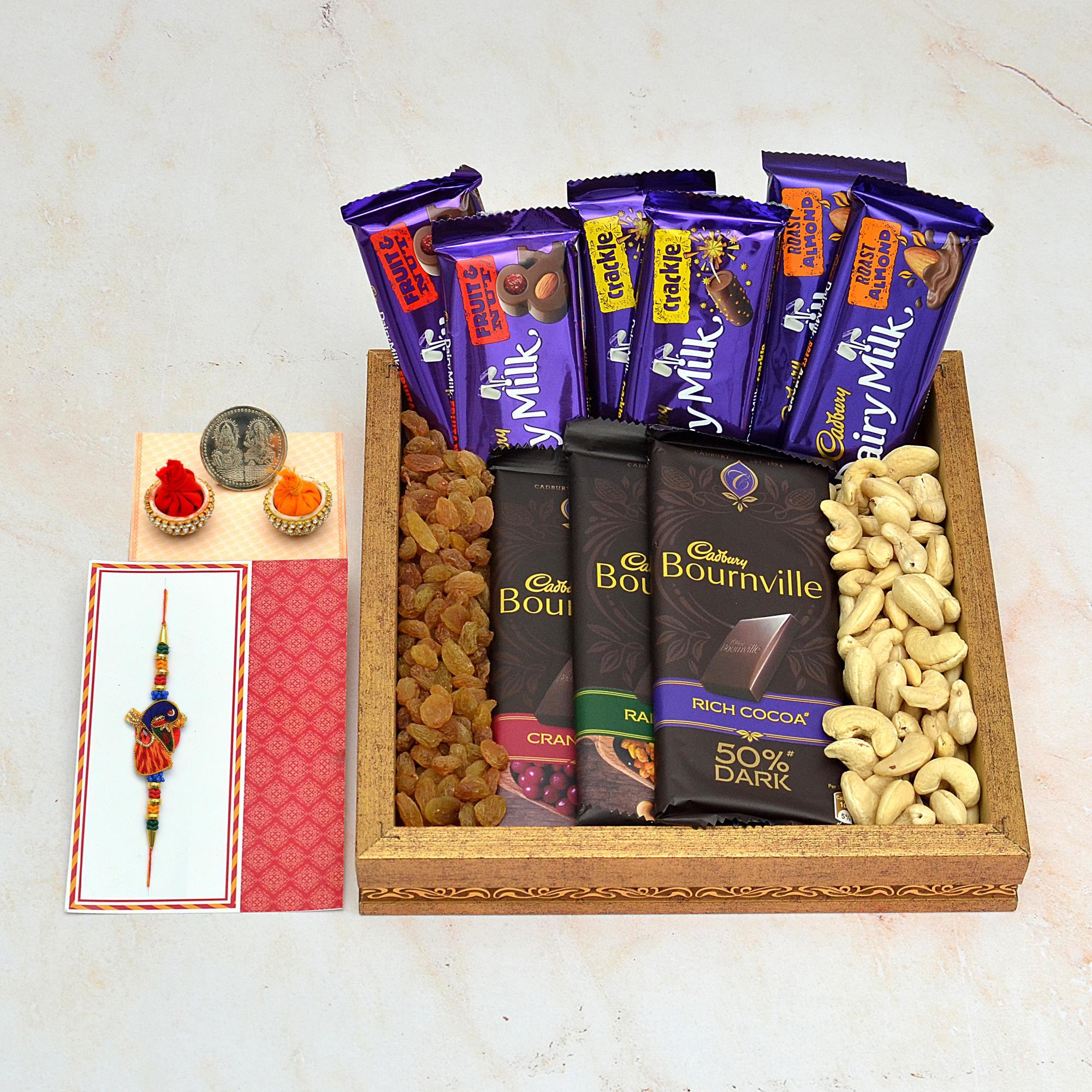 Rakhi Chocolate & Dry Fruit Thali Dry Fruits with Dairy Milk