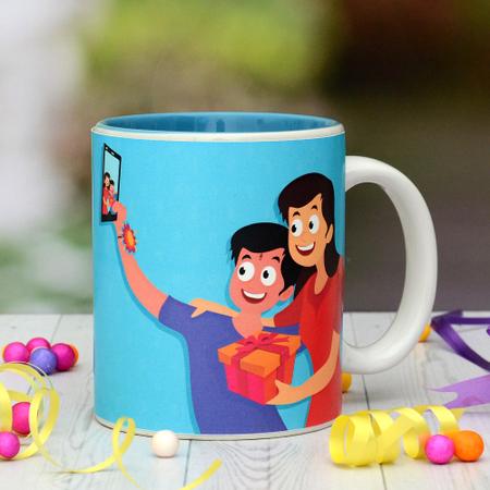 Blue Designer Rakhi Mug