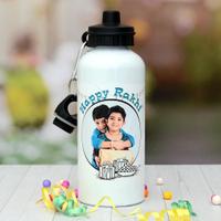 Happy Rakhi White Personalized Bottle