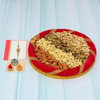 Dry Fruits in a Thali with Rakhi