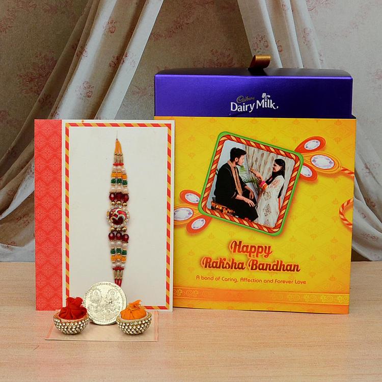 Custom Happy Rakhi Silk 16 Pralines & Rakhi