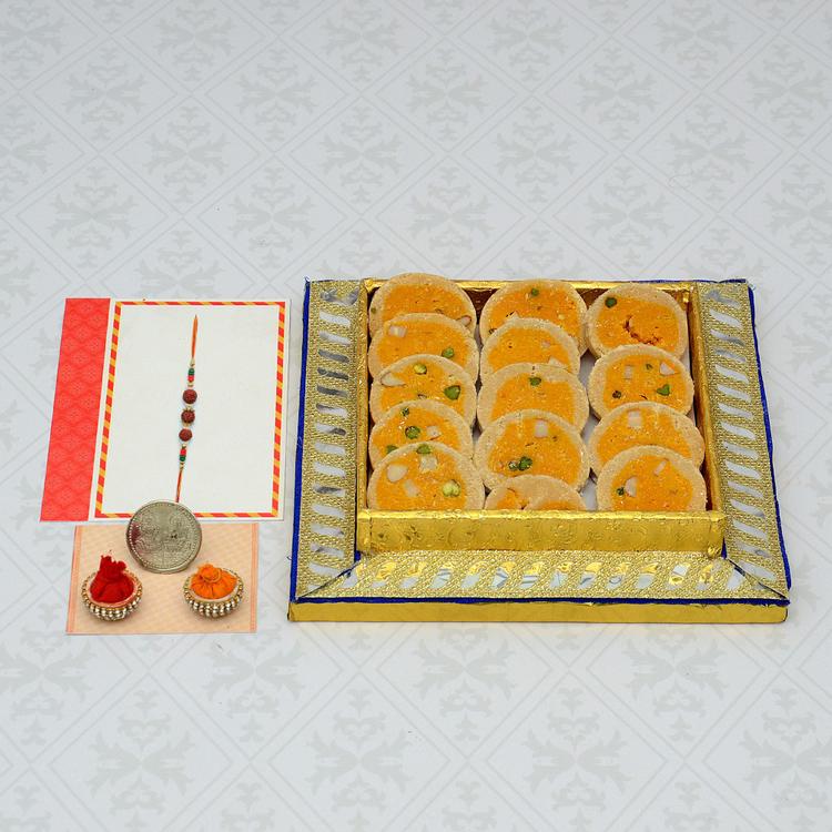 250gm Mawa Fruits Cake Thali, Rakhi