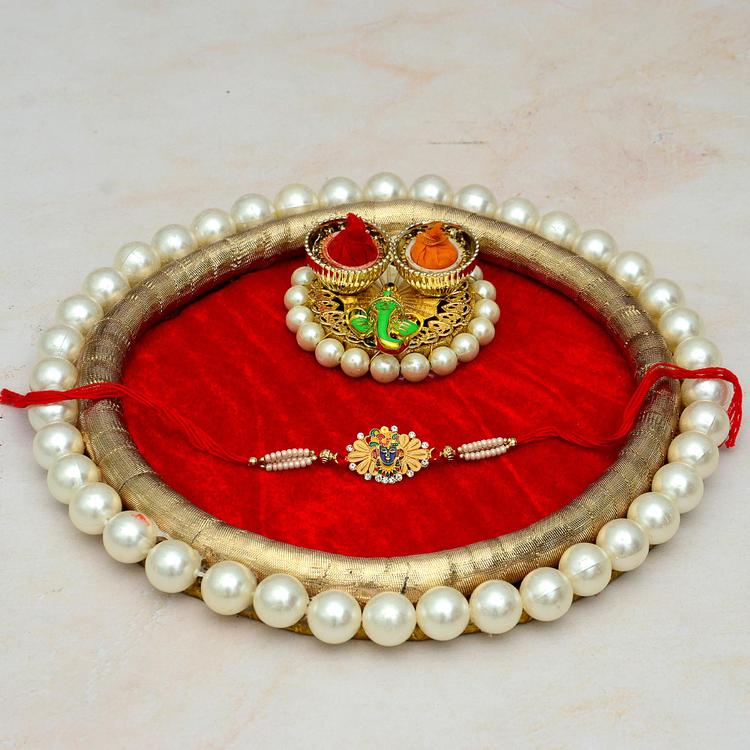 Decorated Moti Thali, Krishna Rakhi