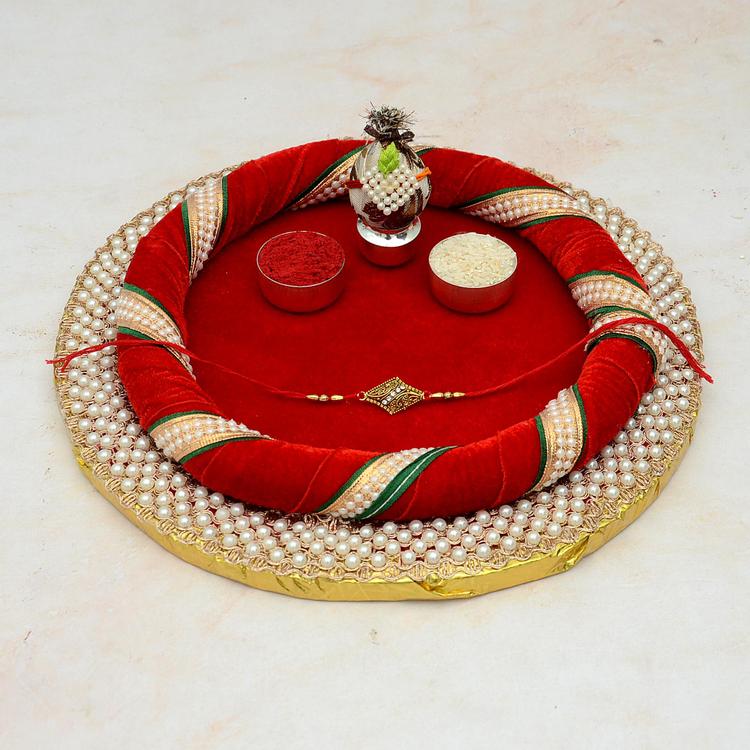 Pearl Thali & Antique Rakhi