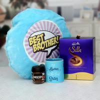 Best Brother Pillow, Mug & Silk Chocolates