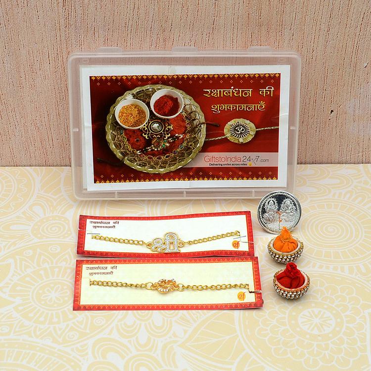 Set of 2 Om and Shree Bracelet Rakhi