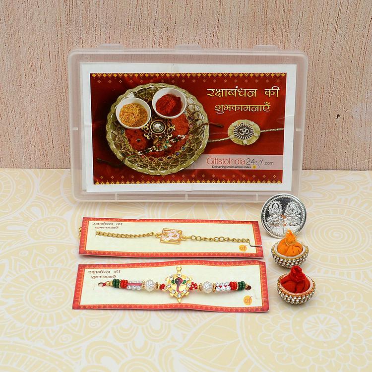 Set of 2 Ganesh & Swastik Rakhi
