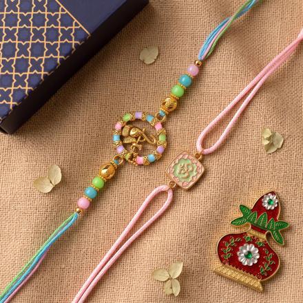 Set of 2 Om and Ganesha Rakhi