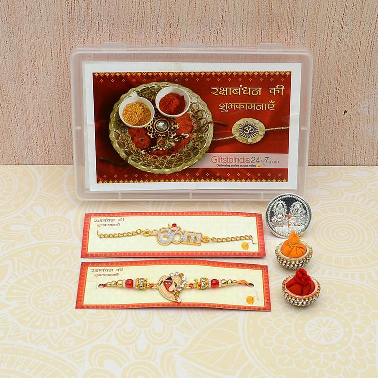 Set of 2 Om and Ganesha Rakhi