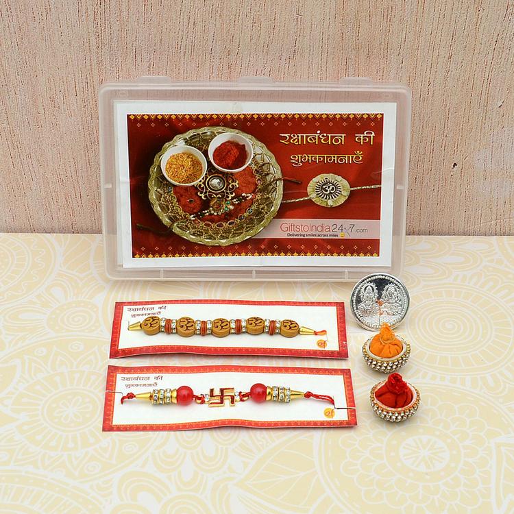 Set of 2 Swastik & Om Rakhi