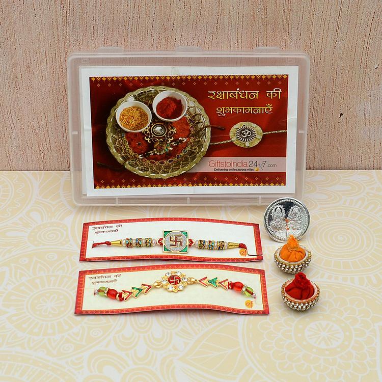 Set of 2 Swastik Rakhi