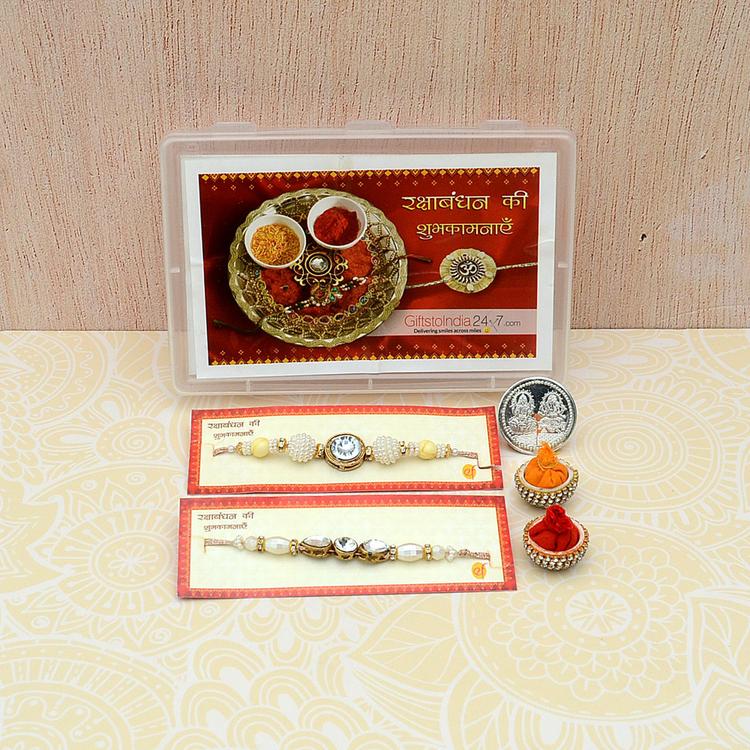 Set of 2 Beads and Stones Rakhi