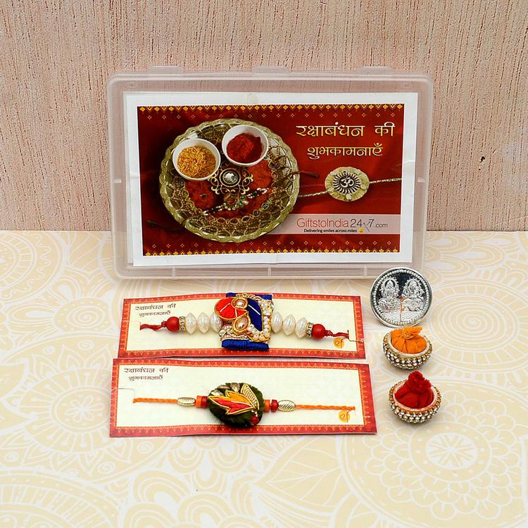 Set of 2 Stylish Zardosi Rakhis