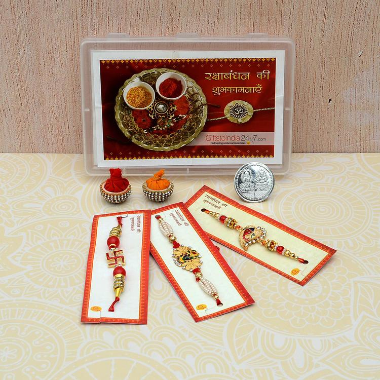 Set of 3 Attractive Divine Rakhi