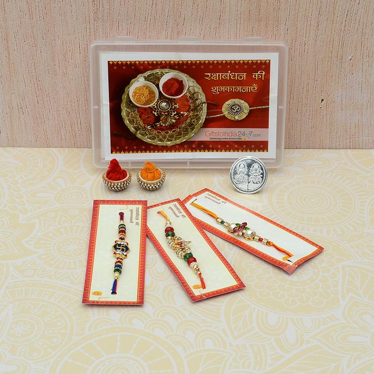 Set of 3 Beautiful Divine Rakhi