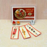 Set of 3 Kundan with Stone & Beads Rakhi