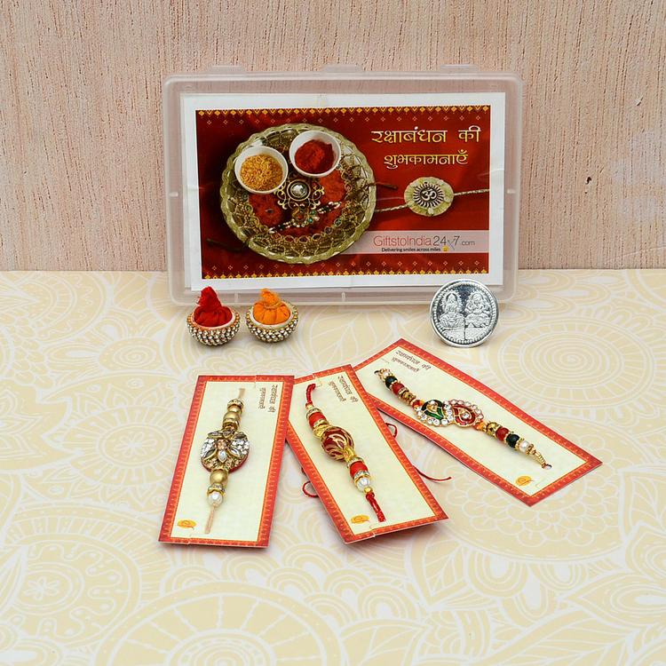 Set of 3 Stones and Beads Rakhi
