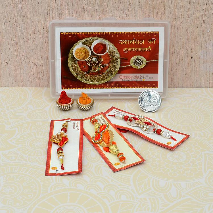 Set of 3 Unique Zardosi Rakhis
