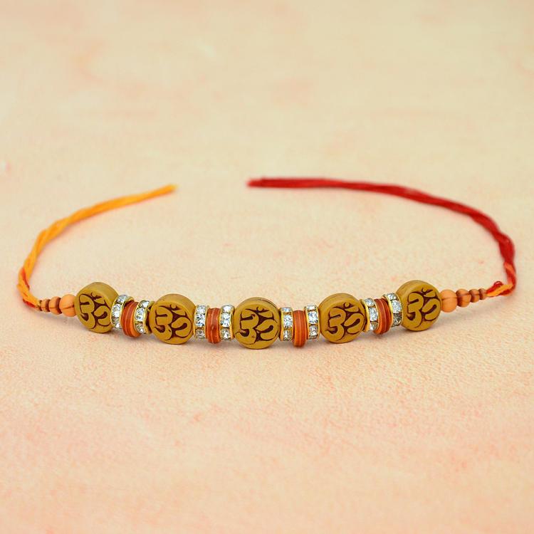 Beads of OM with Stone Bracelet Rakhi XD