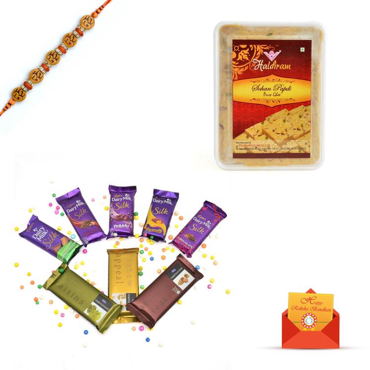Assorted Chocolates with Sohan Papri and Rakhi