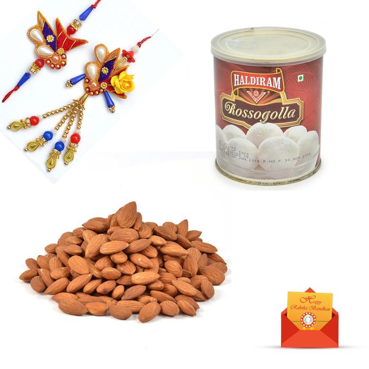 Almond with Rasgulla with Rakhi