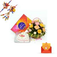 Fresh Roses with Yummy Delectables with Rakhi