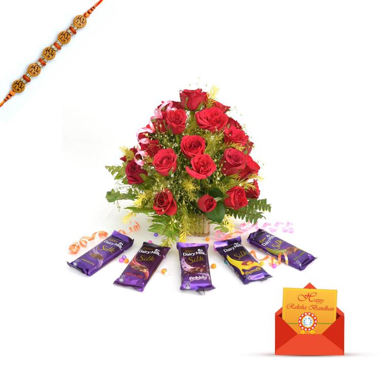 A Flowery Hamper with Rakhi