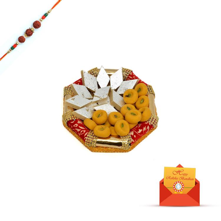1kg Kesaria Peda and Kaju Barfi with Rakhi