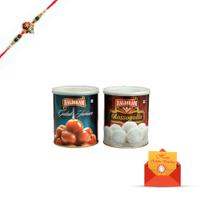 Rasgulla and Gulab Jamun with Rakhi