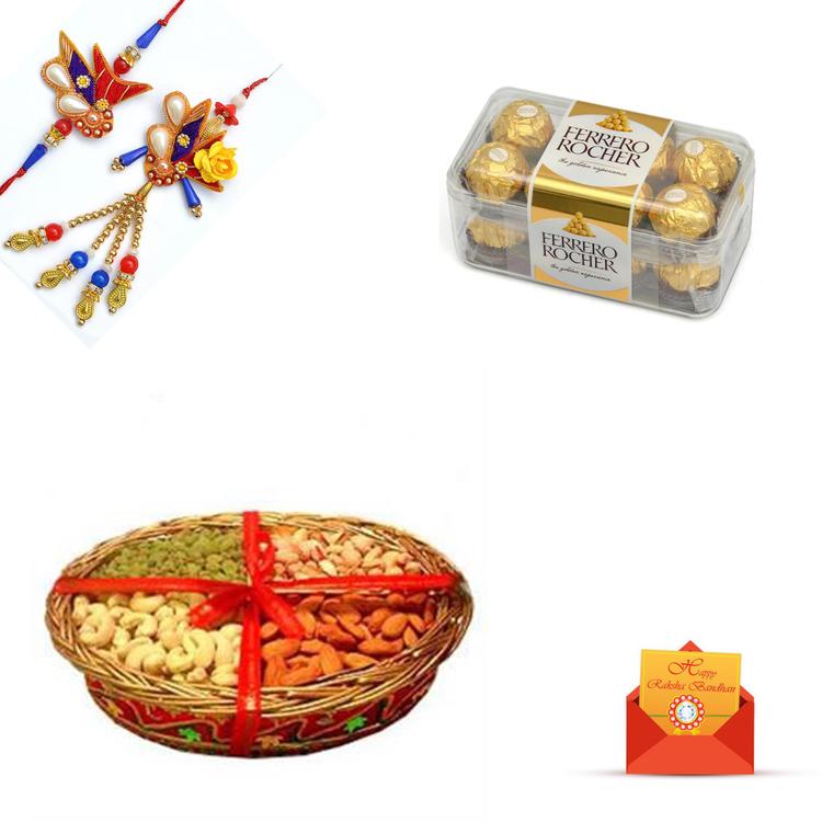 Dryfruits, Ferrero Rocher, Thali & Rakhi