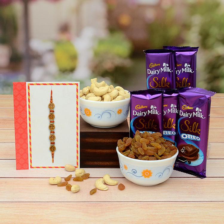 500 gm Dry Fruits & Chocolates with Rakhi