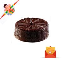 1 kg Dark Chocolate Truffle Cake with Rakhi