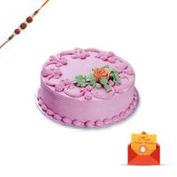 1 Kg Sponge Cake with strawberry flavour & Rakhi