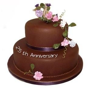 A beautiful two-tier anniversary cake commemorating 25 years for a happy  couple! #customcake | Anniversary cake, Cake, Anniversary