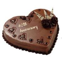 40th Ani Cake-Heart 1 Kg - Chocolate