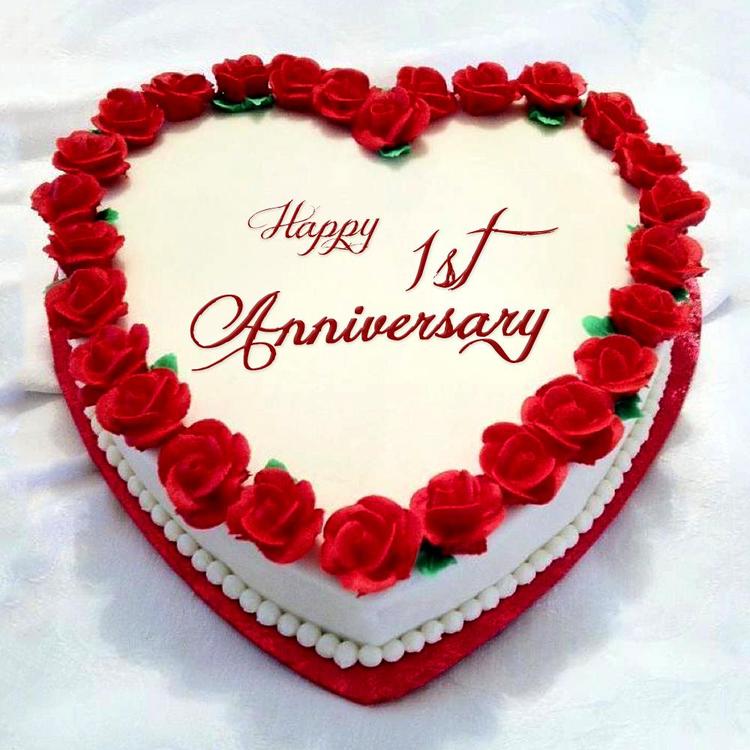 1st Anniversary Heart Shape Cake