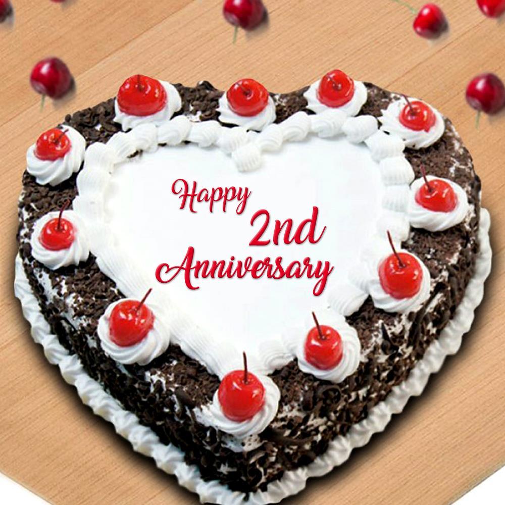 Happy Anniversary Vanilla 2 Tier Cake Wish With Name and Photo