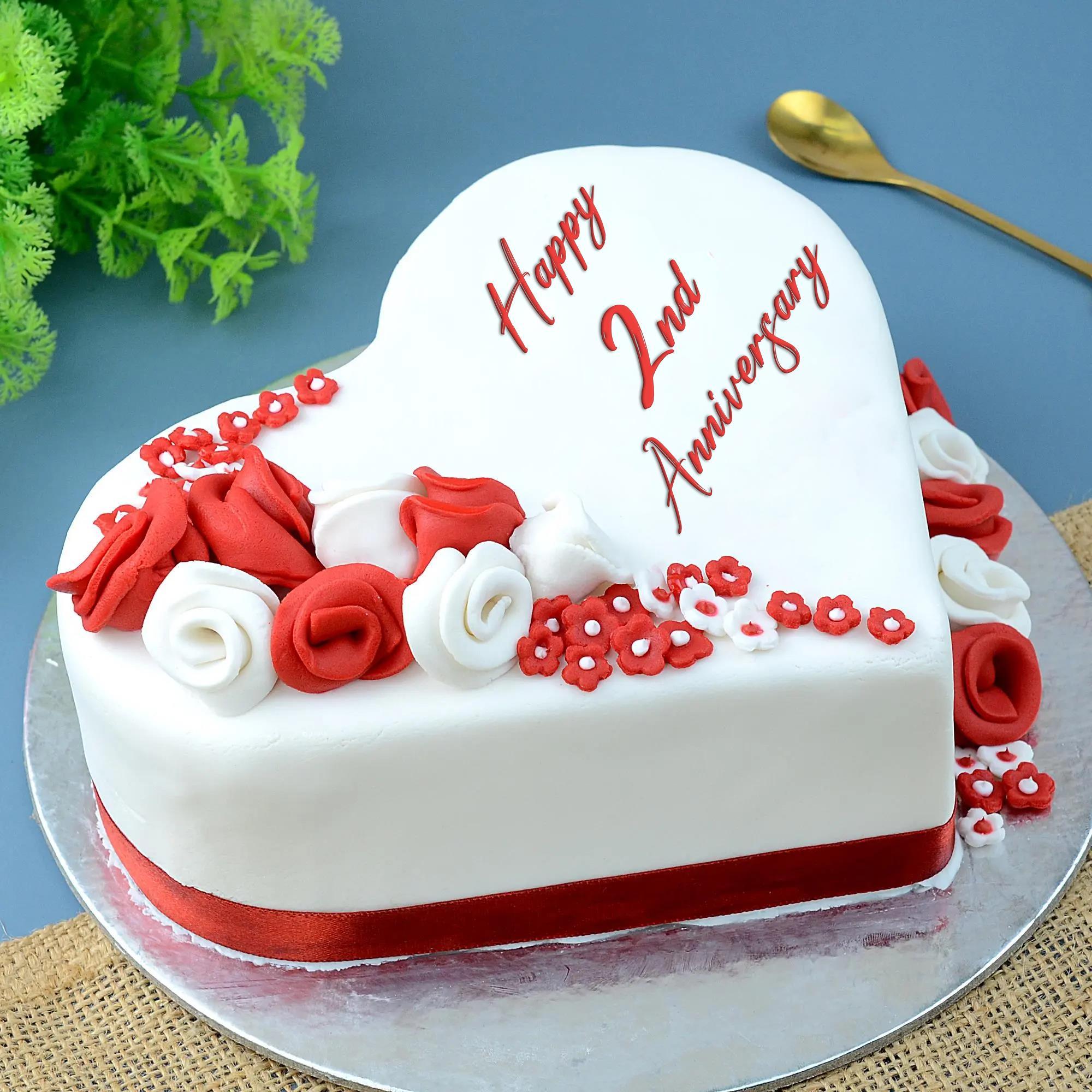 Pink Heart Shape Anniversary Cake| Order Cake Online In Indore| Safe  Delivery| Onlin… | Happy anniversary cakes, 2nd wedding anniversary, Wedding  anniversary cakes