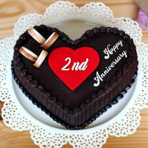 2nd Anniversary Chocolate Truffle Heart Cake