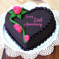 2nd Anniversary Heart Shape Cake 1 Kg - Chocolate