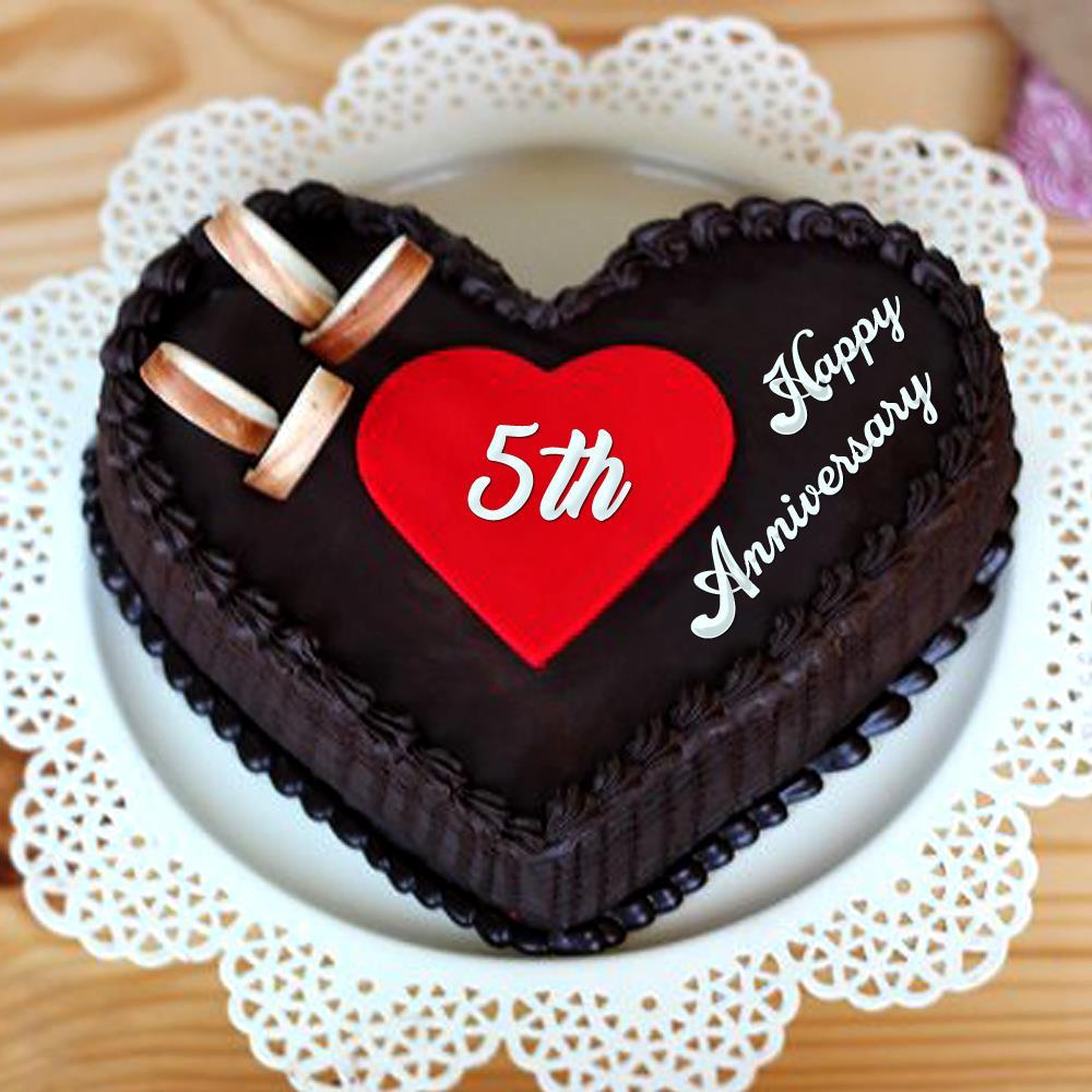 5th Ani Chocolate Heart Cake | Anniversary Cakes