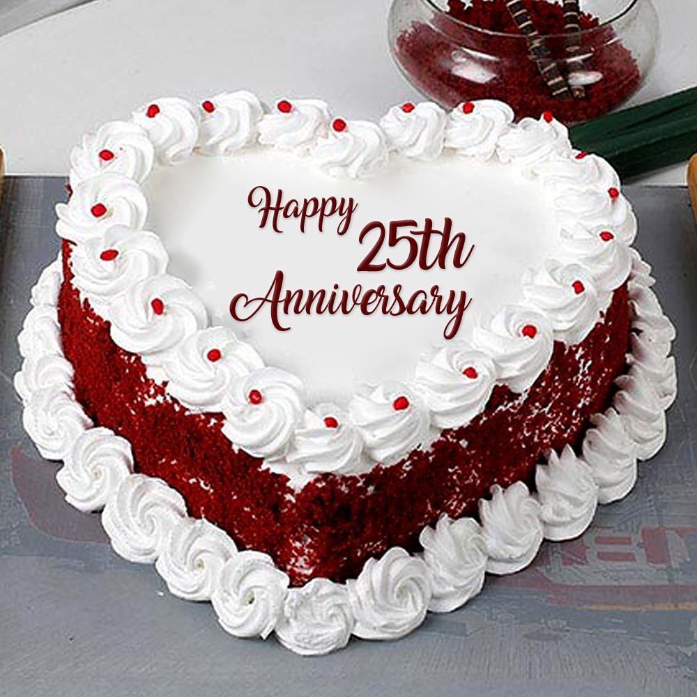 25th Anniversary Vanila Cake | Anniversary Cakes