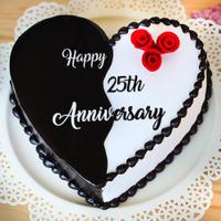 25th Ani Cake (Heart) 1 Kg - Chocolate