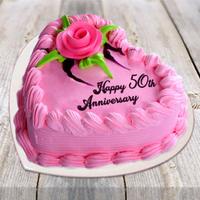 50th Ani Heart Strawberry Cake