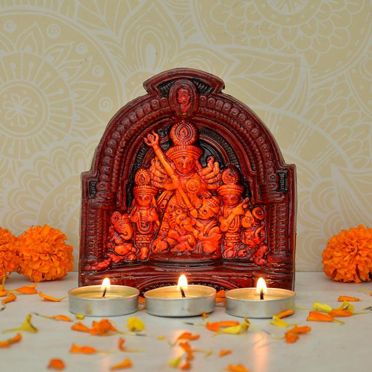 Maa Durga Idol with 3 Pcs Candle